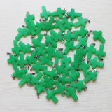 30pcs Malaysian Jades Cross Beads Pendants for DIY Jewelry Making