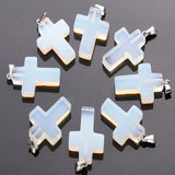 30pcs Opal Stone Cross Beads Pendant DIY Jewelry Making Pendants for Women