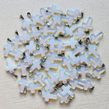 30pcs Opal Stone Cross Beads Pendant DIY Jewelry Making Pendants for Women