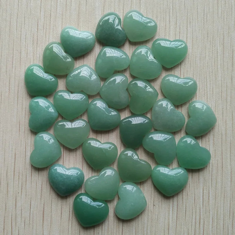 30pcs Green Aventurine Heart Cabochons Beads 15x18mm