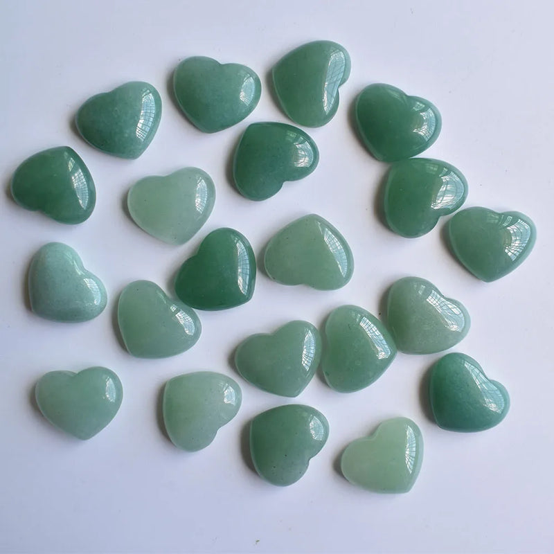 30pcs Green Aventurine Heart Cabochon Beads 15x18mm