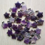 30pcs Natural Amethyst Stone Star Pendants Charms for Jewelry Making