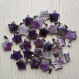 30pcs Natural Amethyst Stone Star Pendants Charms for Jewelry Making