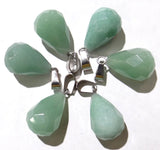 30pcs Natural Aventurine Stone Water Drop Cut Pendant for DIY Jewelry Making
