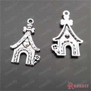 Dog House Charms Pendants Antique Silver 20pcs