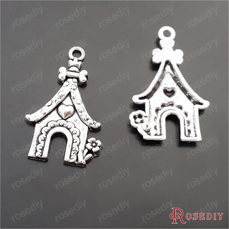 Dog House Charms Pendants Antique Silver 20pcs