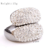 316L Stainless Steel Crystal Rings For Women