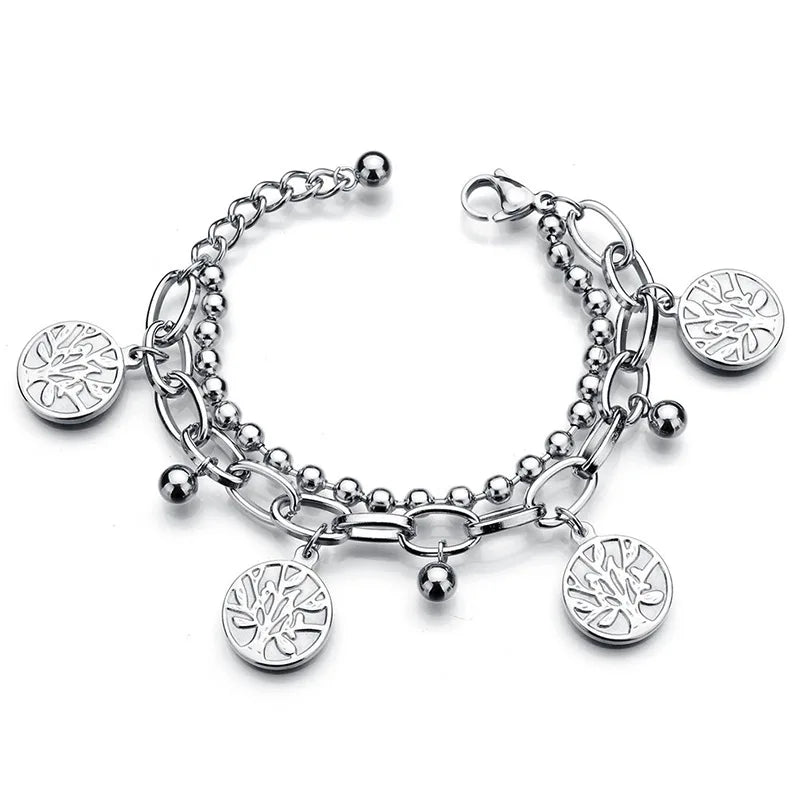 Tree of Life Love Heart Jesus Cross Double Layer Bracelets & Bangles