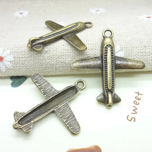 Vintage Charms Aircraft Pendant Bronze DIY Jewelry Making