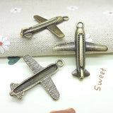 Vintage Charms Aircraft Pendant Bronze DIY Jewelry Making
