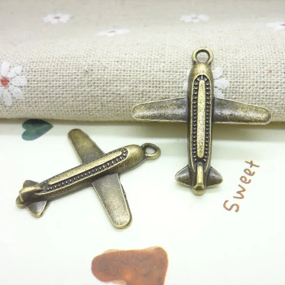 Vintage Charms Aircraft Pendant Bronze DIY Jewelry Making