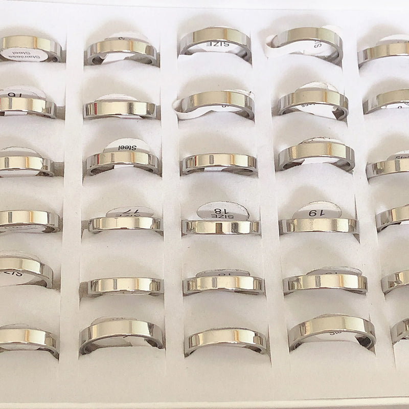 36/100pcs/lot Stainless Steel Rings Men's Wedding Jewelry