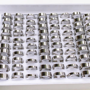 36/100pcs/lot Stainless Steel Rings Men's Wedding Jewelry