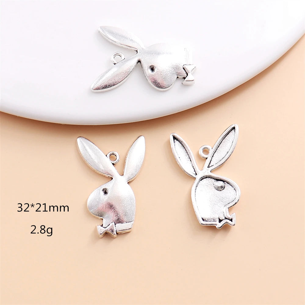 36pcs Vintage Mushroom Rabbit Charms for Pendant Necklace Jewelry Making