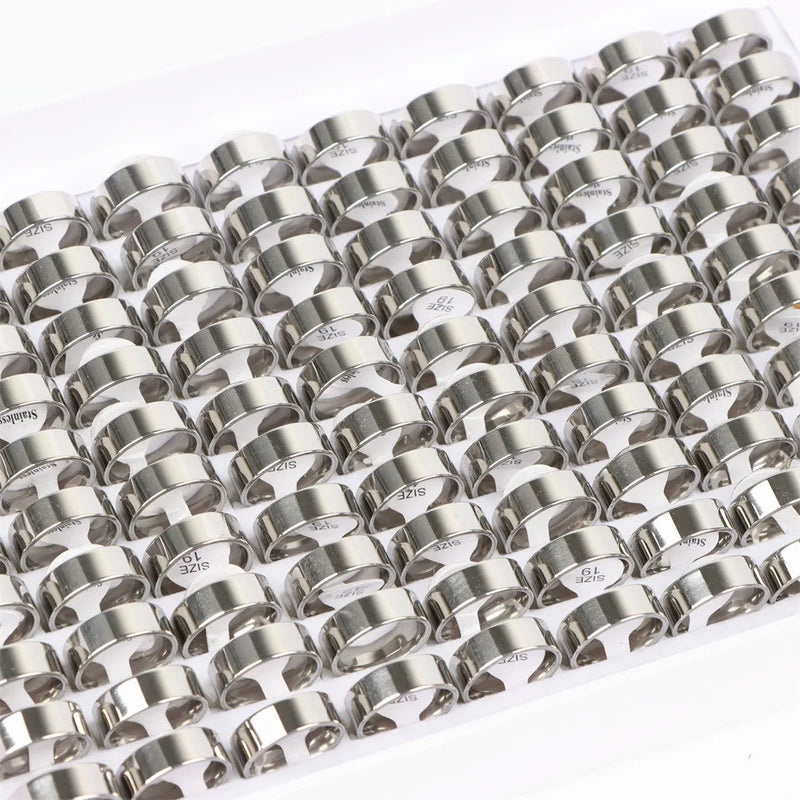 36pcs Stainless Steel Ring Jelwery No Fade 2/4/6/8mm