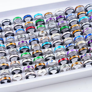 36pcs Shell Stainless Steel Rings For Mens Women Wedding Party