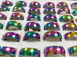 36pcs Colorful 316L Stainless Steel Band Rings Men Women Wedding Jewelry