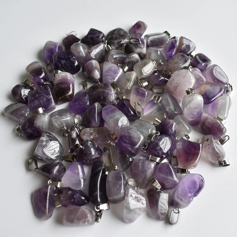 36pcs Natural Amethyst Irregular Pendants Charms Jewelry