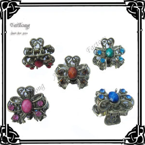 36pcs Retro Bronze Resin Butterfly Small Claws Hair Claw Clip