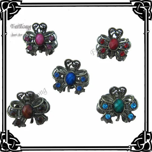 36pcs Retro Bronze Resin Butterfly Small Claws Hair Claw Clip