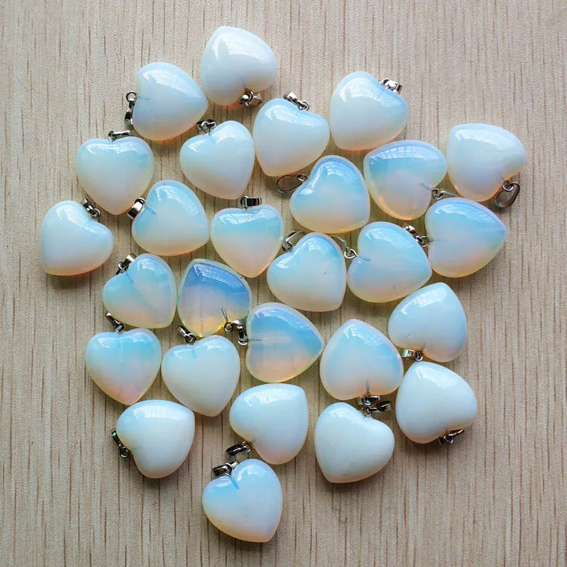 36pcs/lot Pink Opal Heart Charms Pendants for DIY Jewelry Making