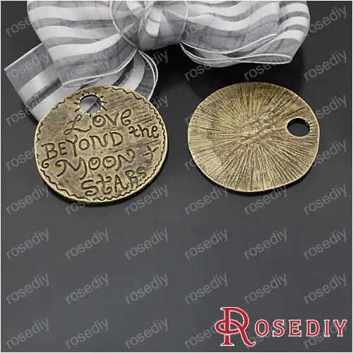 37.5mm Bronze Round Alloy Charms Pendants DIY Jewelry 6pcs