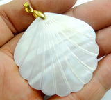 Natural Freshwater Fan Shell Necklace Pendants Charms DIY Jewelry Making 5Pcs
