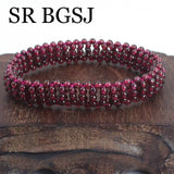 3MM Natural Stone Red Beaded Bracelet Garnet Bangle Jewelry