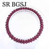 3MM Natural Stone Red Beaded Bracelet Garnet Bangle Jewelry