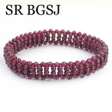3MM Natural Stone Red Beaded Bracelet Garnet Bangle Jewelry