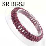 3MM Natural Stone Red Beaded Bracelet Garnet Bangle Jewelry