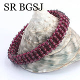 3MM Natural Stone Red Beaded Bracelet Garnet Bangle Jewelry