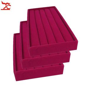 3Pcs Velvet Jewelry Ring Earring Display Stackable Tray