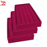 3Pcs Velvet Jewelry Ring Earring Display Stackable Tray