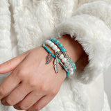 3Pcs/Set Tree Of Life Bracelets 8mm Beads Feather Charm Yoga Men Women