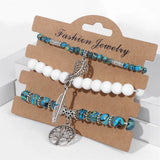 3Pcs/Set Tree Of Life Bracelets 8mm Beads Feather Charm Yoga Men Women