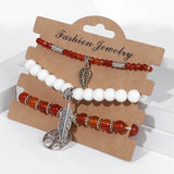 3Pcs/Set Tree Of Life Bracelets 8mm Beads Feather Charm Yoga Men Women
