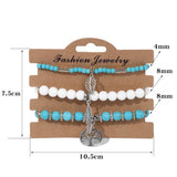 3Pcs/Set Tree Of Life Bracelets 8mm Beads Feather Charm Yoga Men Women