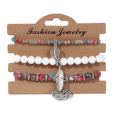 3Pcs/Set Tree Of Life Bracelets 8mm Beads Feather Charm Yoga Men Women