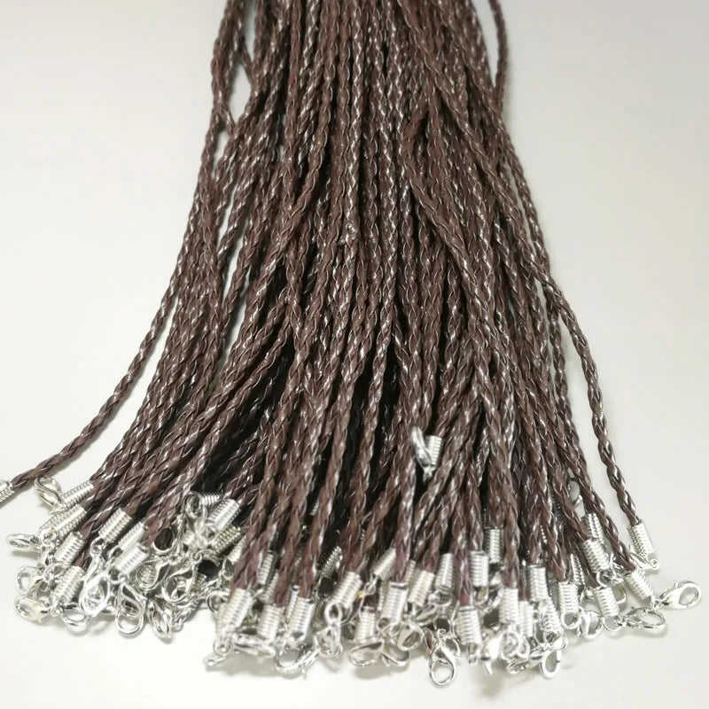 3mm Coffee Twist Leather Cord Necklace Rope Chain 100pcs