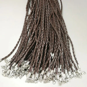 3mm Coffee Twist Leather Cord Necklace Rope Chain 100pcs