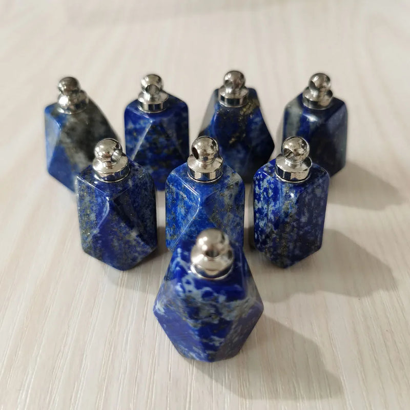 3pcs Lapis Lazuli Perfume Bottle Pendants for Jewelry Making
