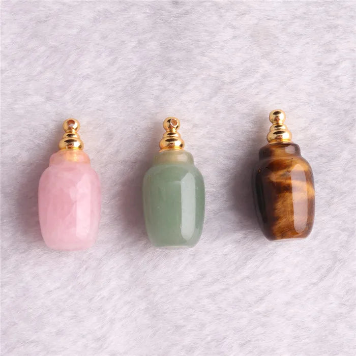 Natural Stone Perfume Bottle Pendant Vase-shaped Charms For Necklace