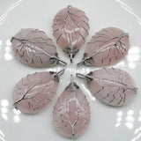 Rose Quartz Crystal Pendant Silver Copper Life Tree Wire Wrap Jewelry