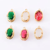 3pcs Oval Zircon Charm Pendant Stainless Steel 18k Plated Pendant