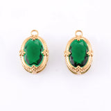 3pcs Oval Zircon Charm Pendant Stainless Steel 18k Plated Pendant