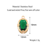 3pcs Oval Zircon Charm Pendant Stainless Steel 18k Plated Pendant