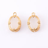 3pcs Oval Zircon Charm Pendant Stainless Steel 18k Plated Pendant