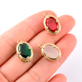 3pcs Oval Zircon Charm Pendant Stainless Steel 18k Plated Pendant