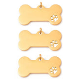 3pcs Stainless Steel Pet Dog Bone Tag, Paw Pendant DIY Charm